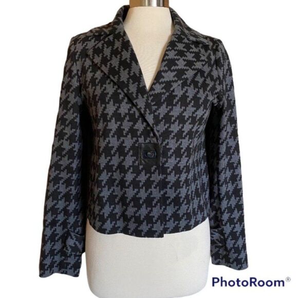 Doncaster Wool Blend Leather Trim Short Blazer Jacket 6 - Picture 1 of 9